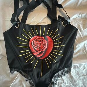 Black and red corset top with heart design